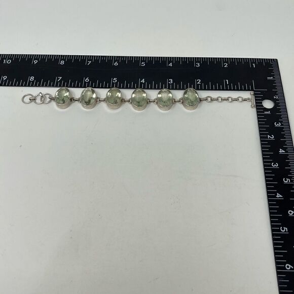 Praseolite, .925 bracelet and ring set. - Picture 3 of 10